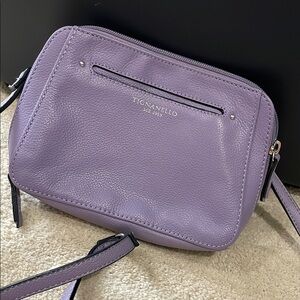 Tignanello Purple Leather Crossbody Bag with Silver Hardware